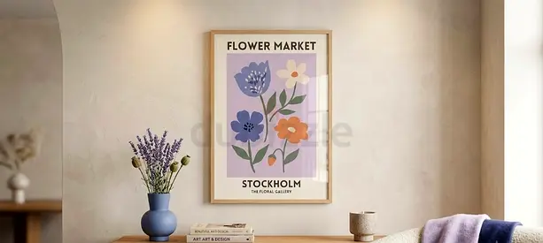 Framed Flower Market Stockholm Botanical Print Poster - Ready to Hang