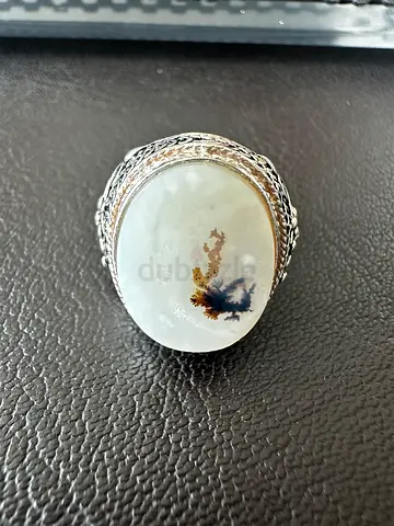 Natural Dendritic Agate Silver Ring