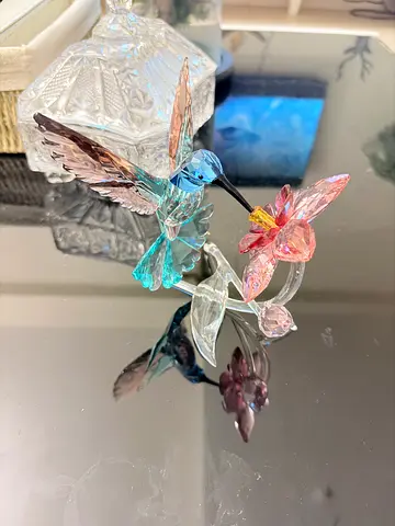 Swarovski Crystal Original -  Hummingbird and Flower Figurine - Decorative Collectible