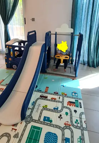 Indoor kids playset with slide and swing - good condition