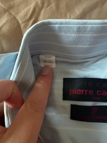 Light blue striped mens dress shirt - Pierre Cardin, size 39/15.5