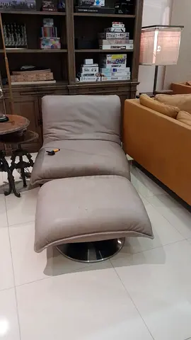 MARINA HOME Malmo leather chair with ottoman lounger leather 89x115x75 cm