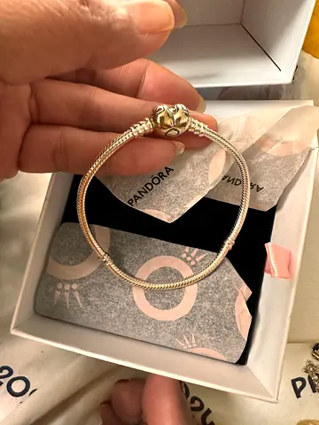 Pandora sterling silver snake chain bracelet without charm, size 19cm