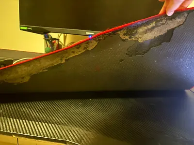 Large Gaming Desk with Mouse Pad - Worn Edges, Works Fine