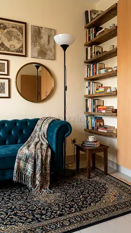 Tall black floor lamp with white shade - new condition