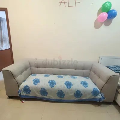 Light beige 3-seater fabric sofa - good condition