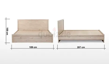 Wooden Double Bed Frame. Foam Included Color: Light Oak, 189x207 cm