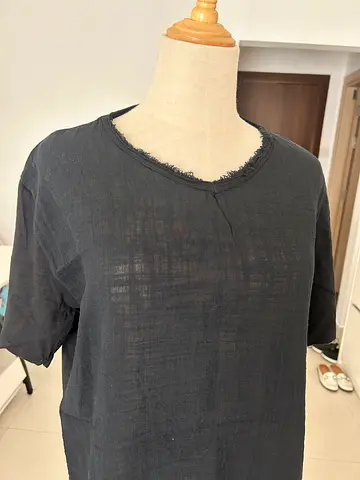 Black lightweight linen/cotton casual t-shirt dress, size S, LA HEINE INSIDE US