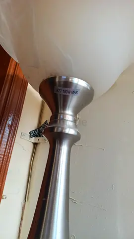 Silver floor lamp with frosted glass globe - working condition