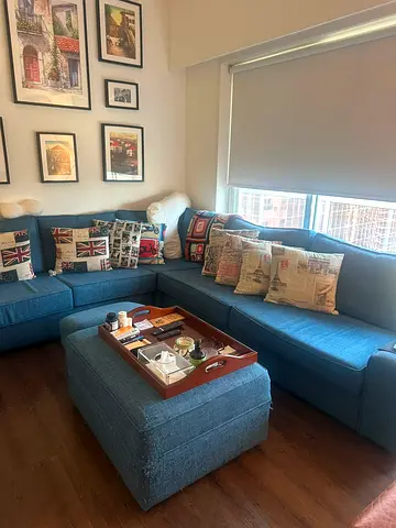 IKEA L-Shaped Sofa + Ottoman  Coffee Table