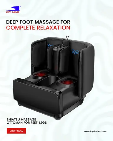 SKY LAND 2-in-1 Foot and Calf Massager with Heat, Compression, Vibration Kneading, Shiatsu Massage