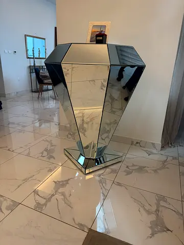 Large Mirrored Console Table / Display Stand - Modern Geometric Design
