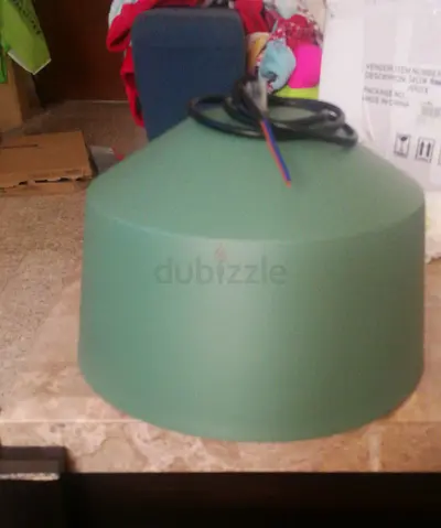 Green metal pendant light shade - single hanging lamp canopy