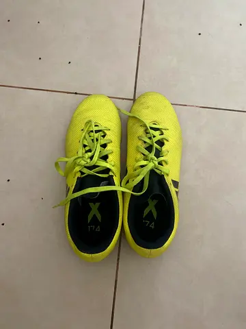 Yellow adidas X football boots, size 4 uk