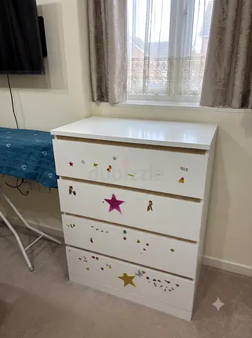 IKEA White 4-Drawer Chest of Drawers in Bedroom - Good Condition