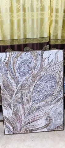 Framed Mosaic Feather Wall Art - Neutral Tones