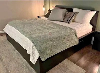 IKEA MALM Queen Size Bed + 2 Storage Drawers + Mattress