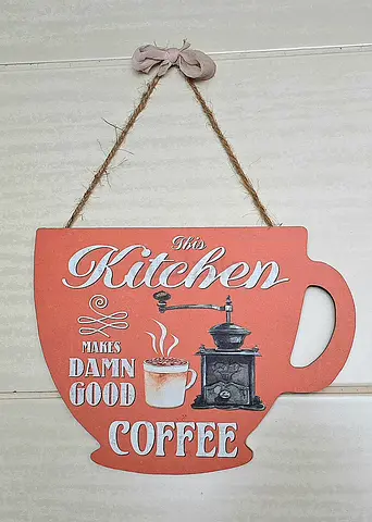 Decorative Wooden Coffee Mug Wall Sign - This Kitchen Makes $%! Good Coffee