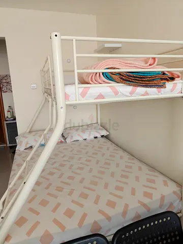 Homebox White Metal Bunk Bed with Double Bottom - Excellent Condition