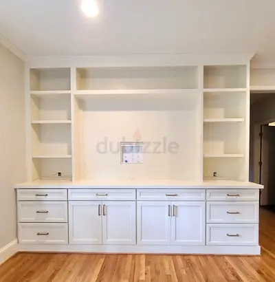 Custom Built-in White Cabinet with Shelves and Drawers — Good Condition