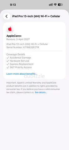 Apple iPad Pro m4 13inch 2tb nano texture display with apple care+
