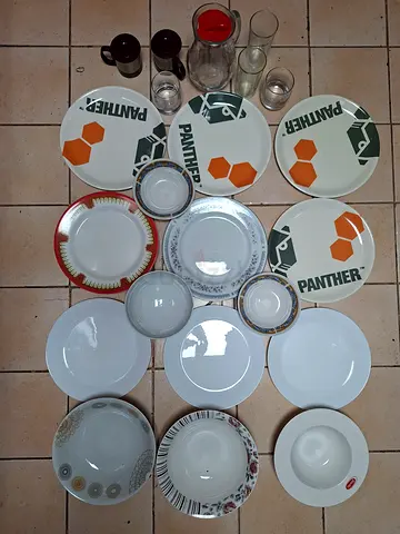 Plates and glasses