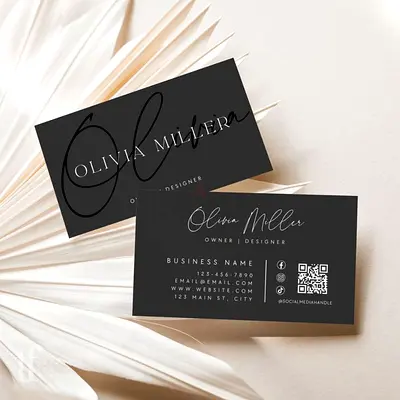 Set of Professional Black Matte Business Cards - Double-sided