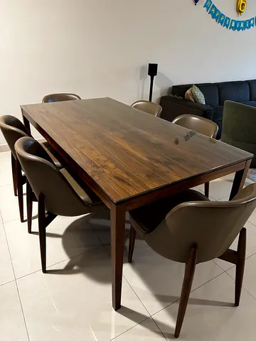Solid Wood Dining Table with 4 Chairs - Good Condition