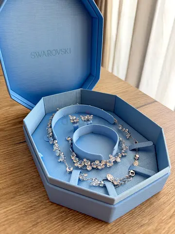 Swarovski Constellia rhodium-plated necklace, bracelet earrings set (white crystals)