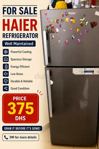 Haier Double Door Refrigerator - Good Condition, 375 AED