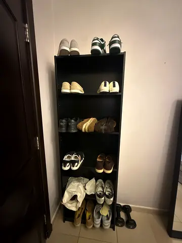 IKEA BLACK shoe rack / shelving unit - good condition 180 high and 24 weidth