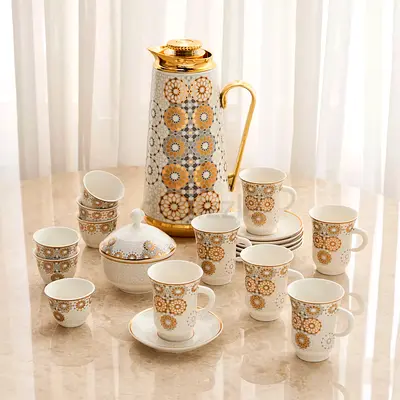 20-Piece Porcelain Tea Arabic Coffee Set - Serves 6