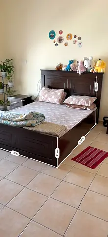 Queen Size Solid Wood Bed Frame – Excellent Condition with medicated mattress | Quick Sale