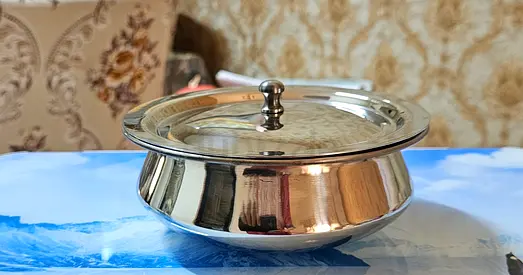 Stainless Steel Serving Bowl with Lid - Medium Size