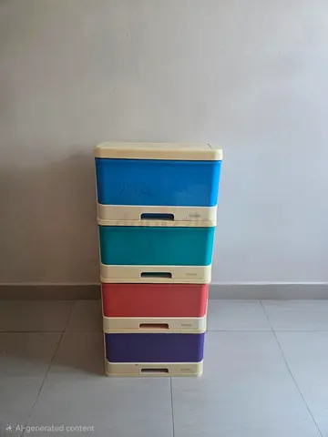 Stackable 4-Drawer Plastic Storage Unit - Multi-colour