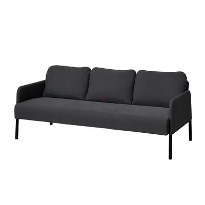 Dark grey 3-seater fabric sofa - modern, compact design