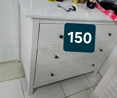 3 Drawer White Dresser