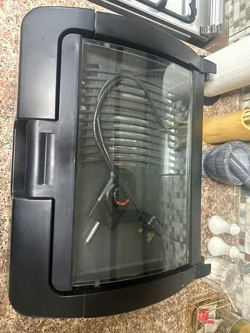 Black Electric Indoor Grill with Glass Lid