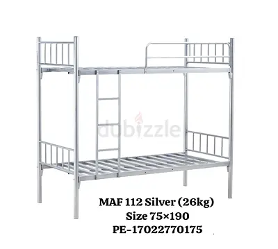 Metal Bunk Bed Double Decker Silver Frame - Size 75x190