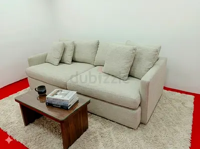 Crate and Barrel beige color lounge Deep 3 seater sofa