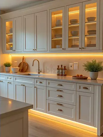Luxury Italian Style Custom Kitchen Cabinets + Matching Island Set-New custom made kitchen cabinet