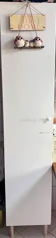 Slim Tall White Storage Cabinet with Door - Good Condition