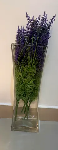 Tall Glass Vase with Artificial Lavender Stems