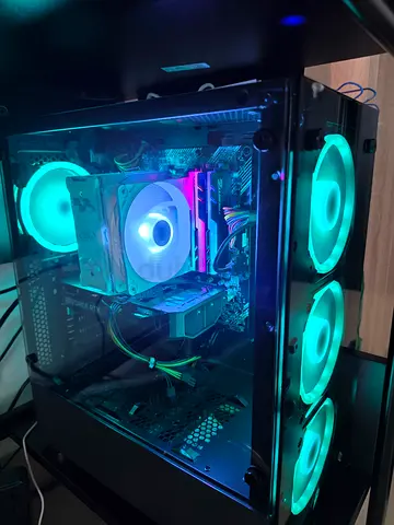 Custom RGB Gaming Desktop PC with Liquid-Cooled Fans.