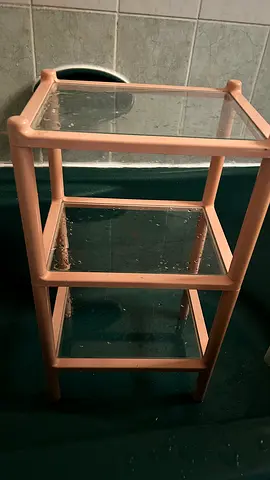 Small 3-Tier Plastic Glass Side Table / Bathroom Shelf - Pink