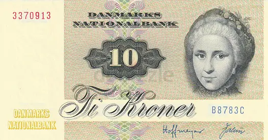 DENMARK 10 KRONER BANKNOTE 1972