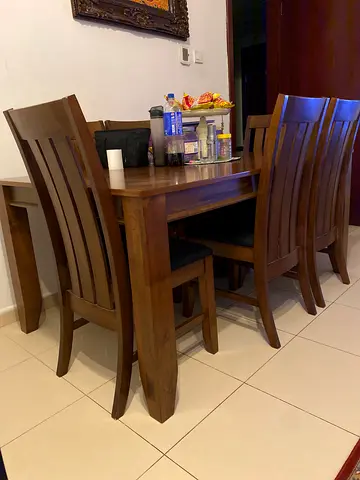 Solid Wood Dining Table with 6 Chairs