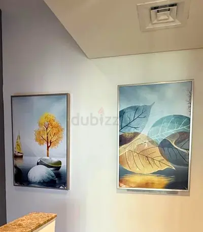 Set of 3 Framed Wall Art Paintings - Leaf and Tree Prints