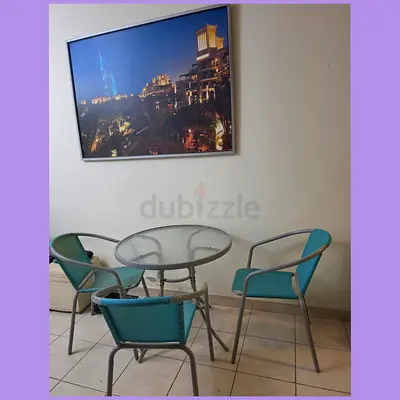 Outdoor/Patio 3-Seater Bistro Set with Glass Top Table