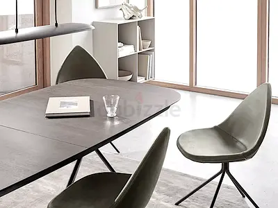 x8 BOCONCEPT Ottawa dining chairs in light gray Nordic Grain leather upholstery